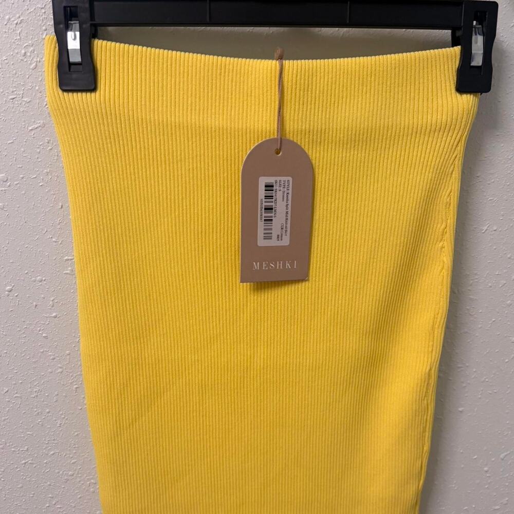 Meshki yellow ribbed maxi skirt